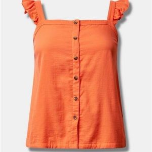 Torrid double gauze, ruffle button front tank top